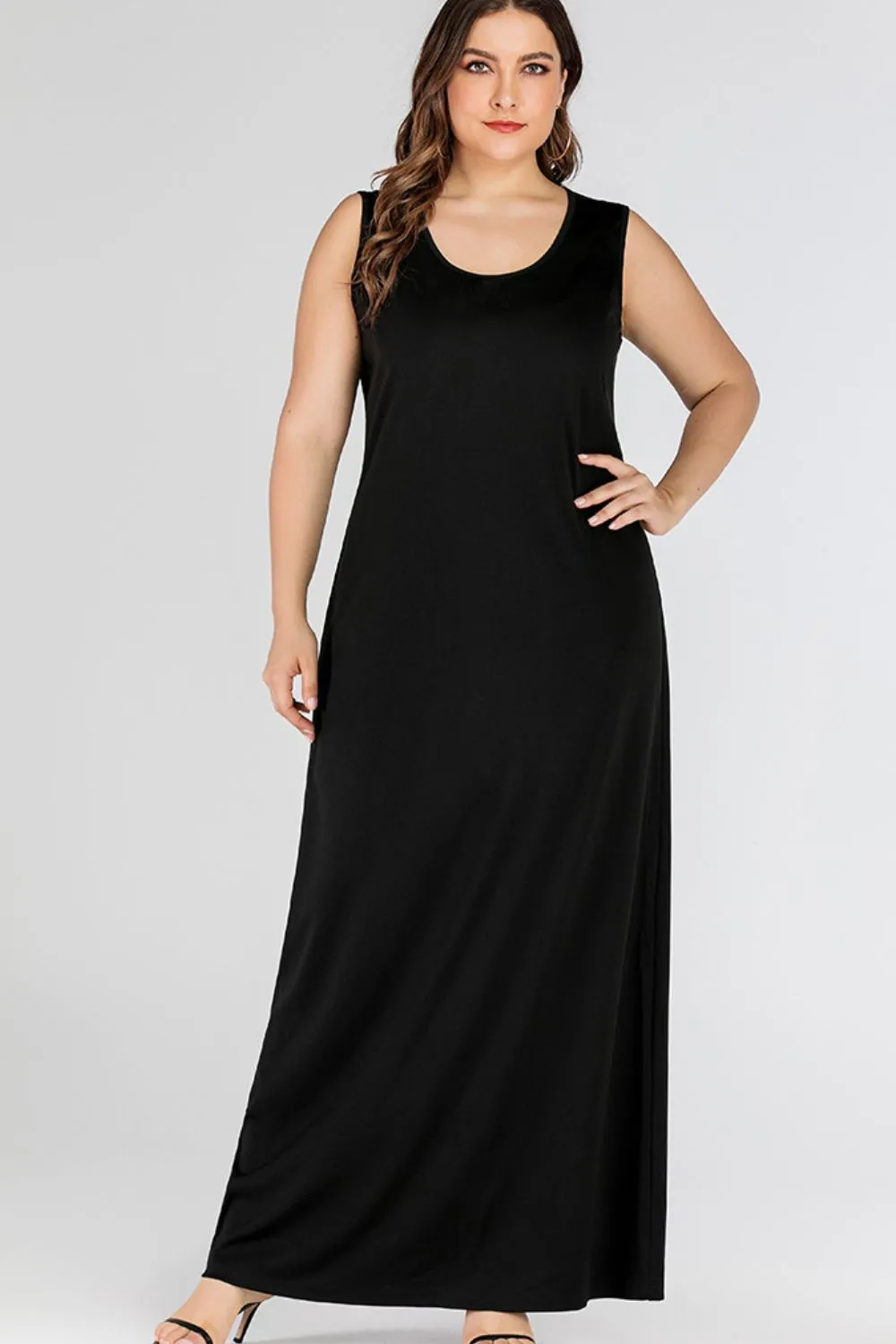 Plus Size Scoop Neck Maxi Tank Dress (3 Colors)