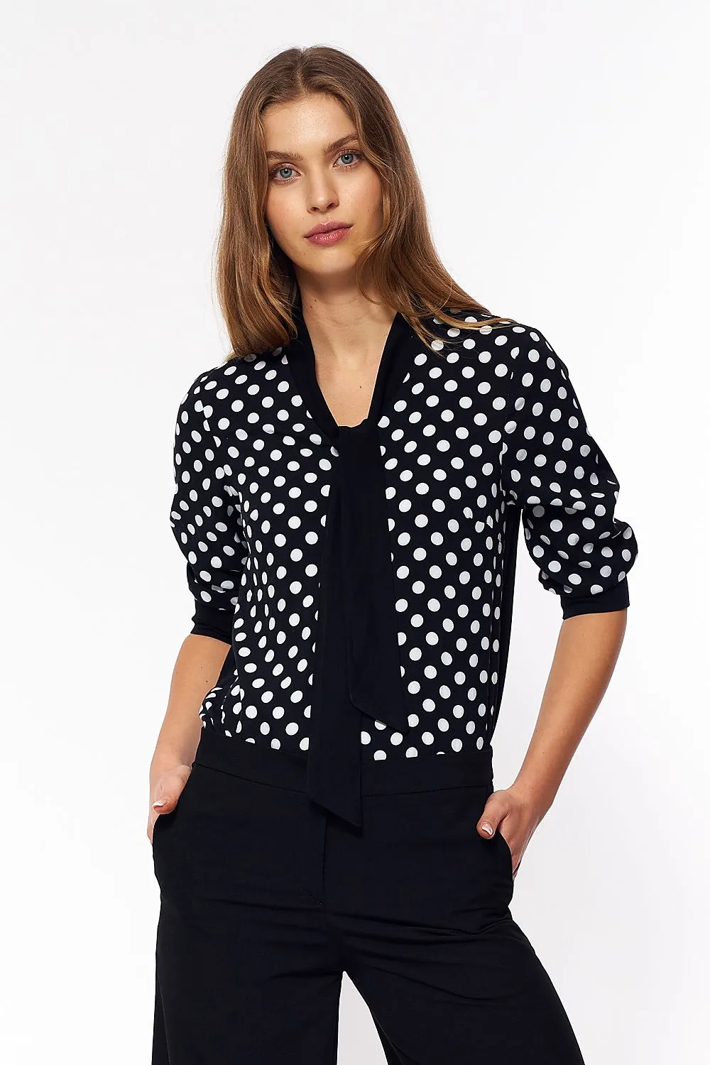 Polka Dot Fitted Blouse Elegance