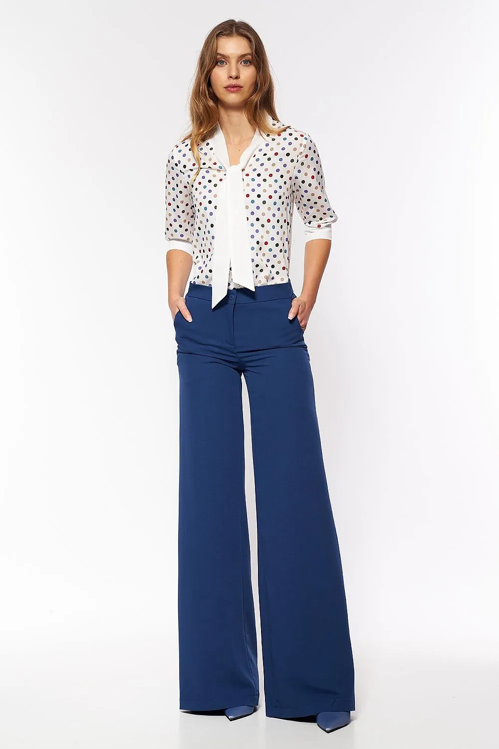 Polka Dot Fitted Blouse Elegance