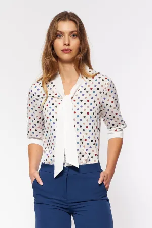 Polka Dot Fitted Blouse Elegance