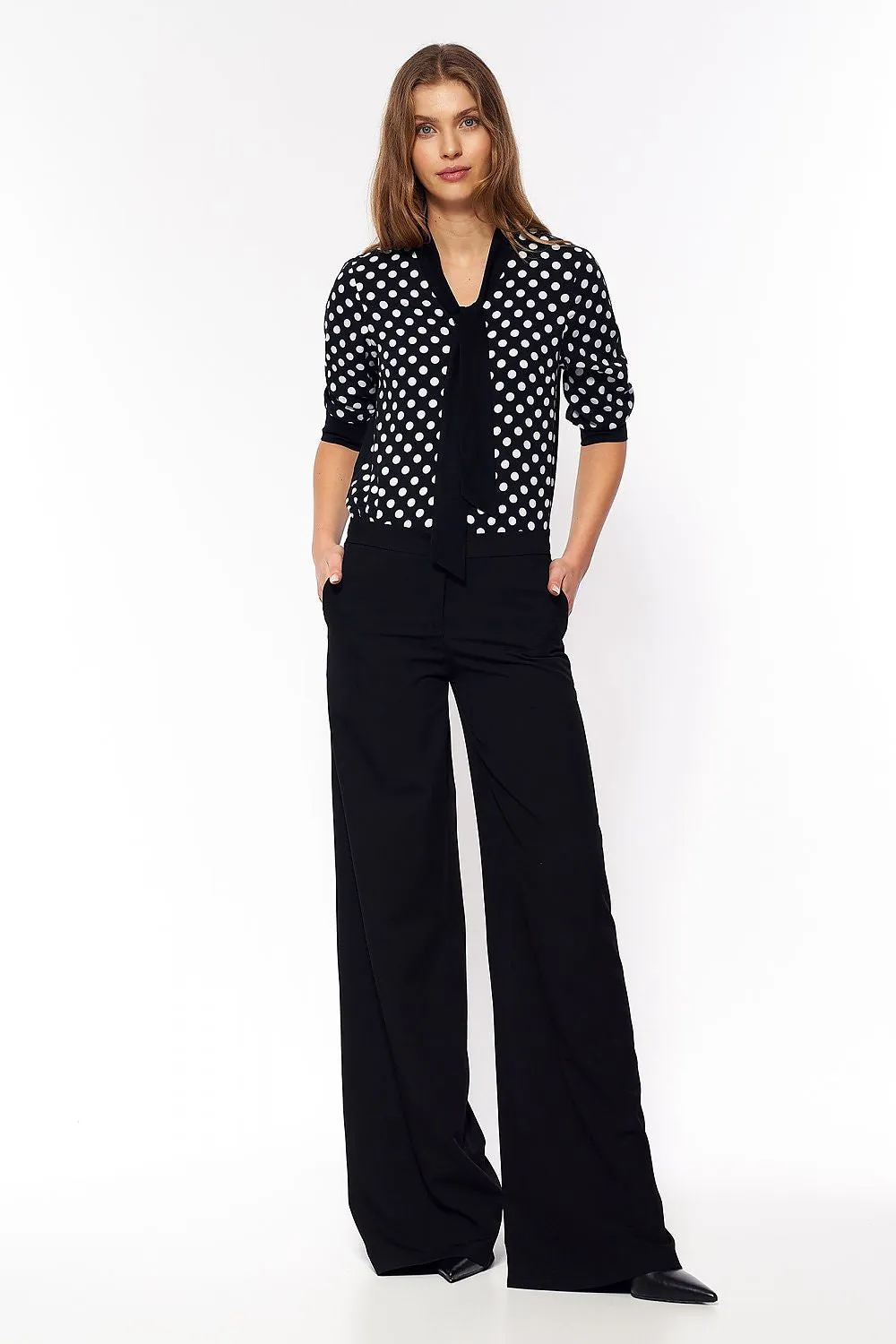 Polka Dot Fitted Blouse Elegance