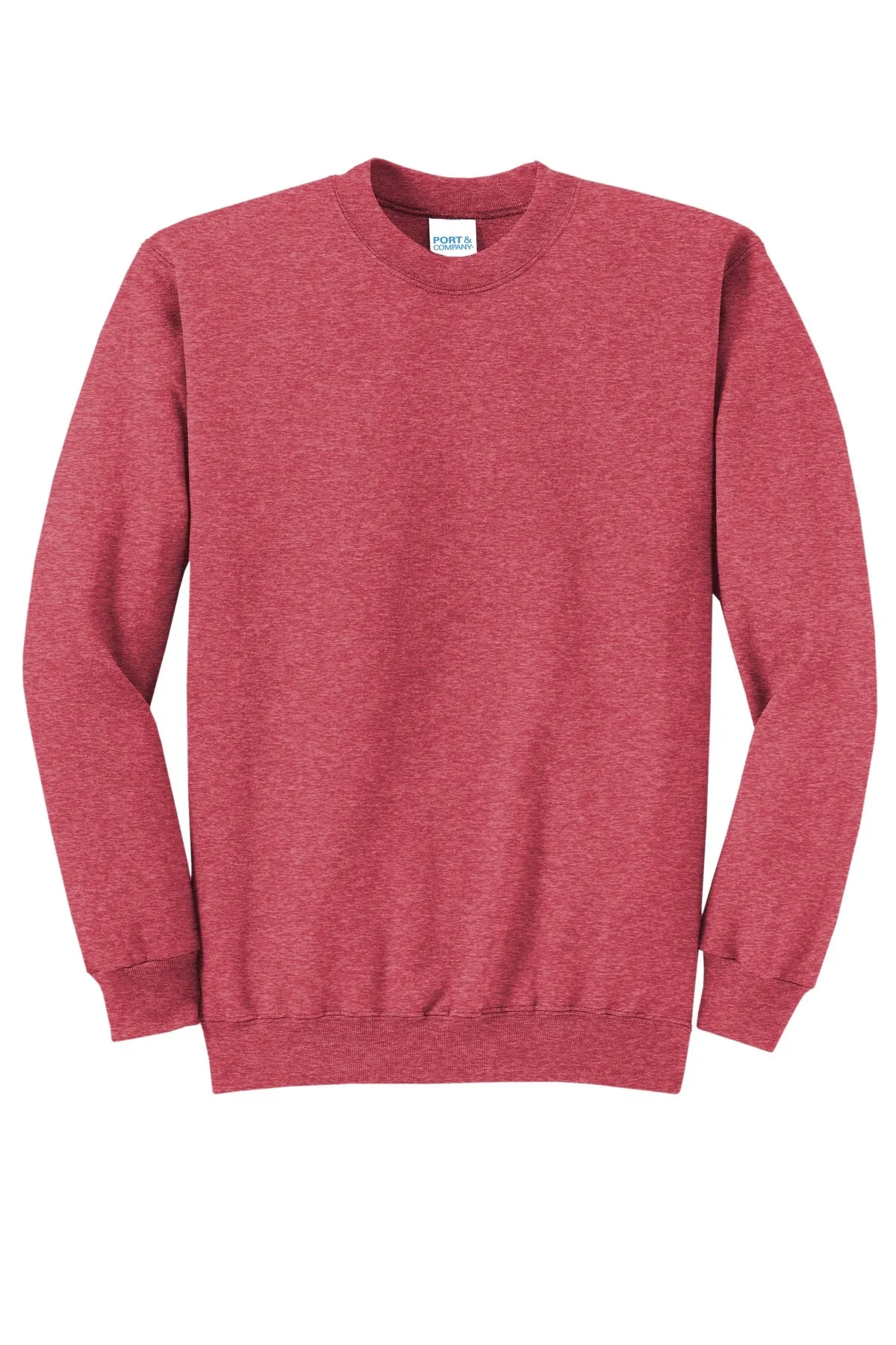 Port & Company Core Fleece Crewneck Sweatshirt. PC78 Heather Red