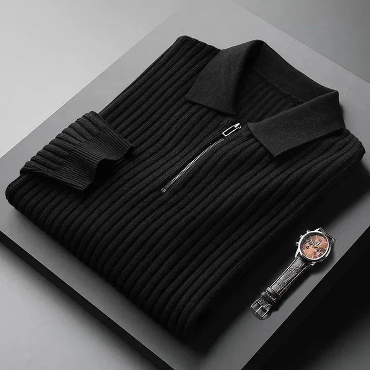 Premium men's polo collar jumper - soft and comfortable