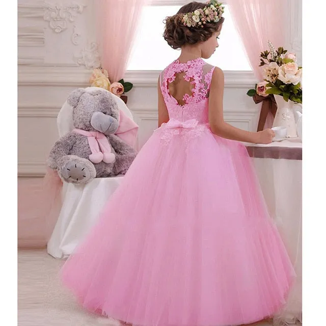 Pretty Flower Girl Dress with Applique and Taffeta fabric Free Shipping