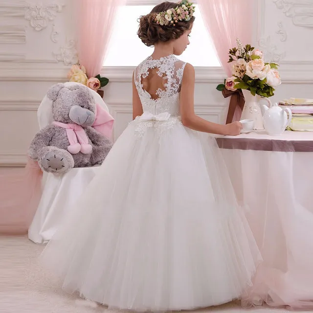Pretty Flower Girl Dress with Applique and Taffeta fabric Free Shipping
