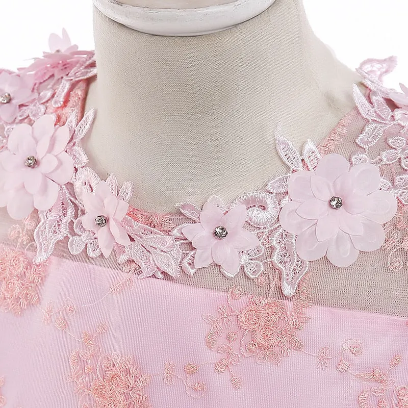 Pretty Flower Girl Dress with Applique and Taffeta fabric Free Shipping