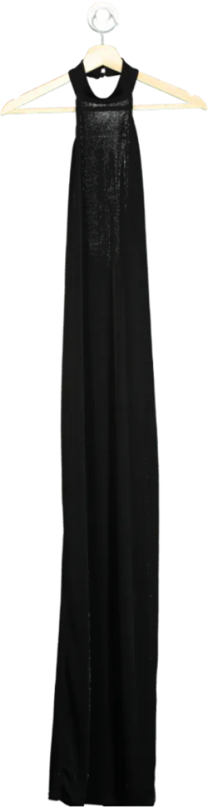 PrettyLittleThing Black Halter Neck Maxi Dress UK 6