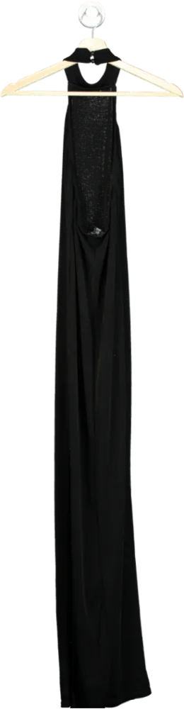 PrettyLittleThing Black Halter Neck Maxi Dress UK 6