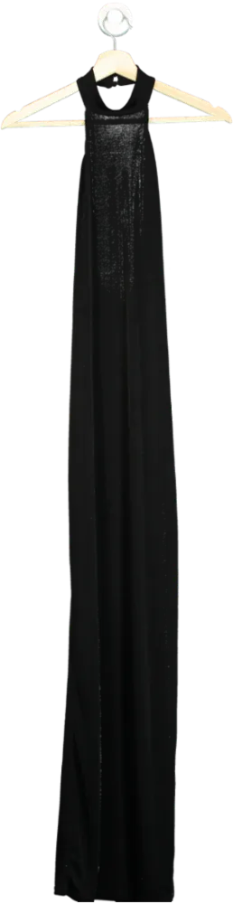 PrettyLittleThing Black Halter Neck Maxi Dress UK 6