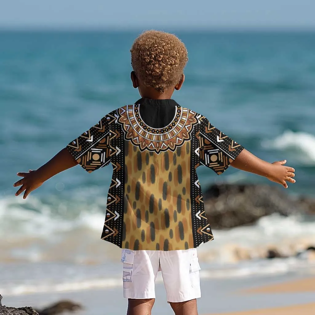 Printed Mud Cloth and Adinkra Symbol Kid Hawaiian Shirt DT02