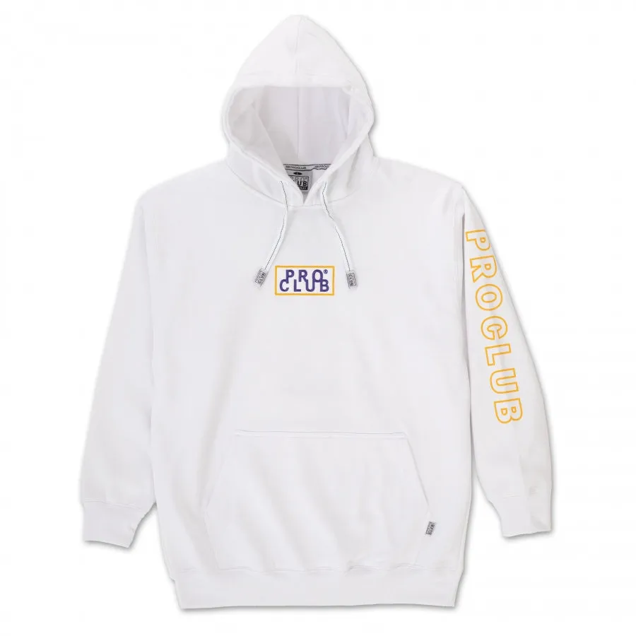 Pro Club Heavyweight Pullover BOX LOGO Hoodie (13oz) - WHITE/GOLD
