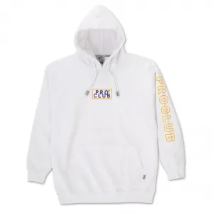 Pro Club Heavyweight Pullover BOX LOGO Hoodie (13oz) - WHITE/GOLD