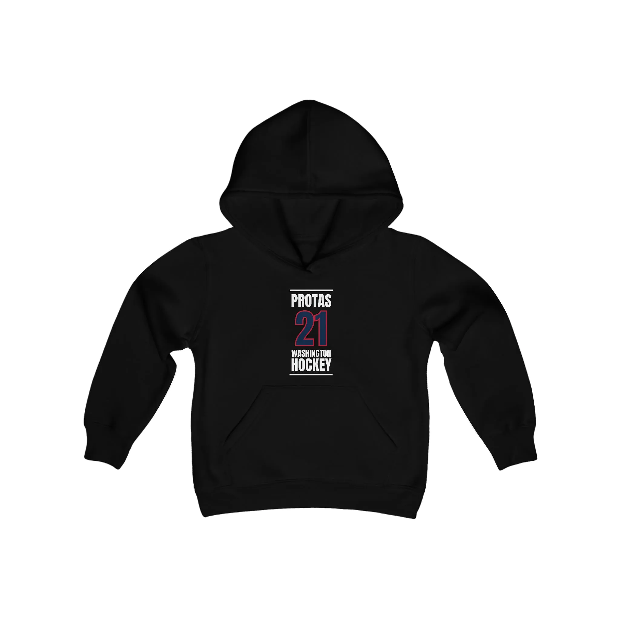 Protas 21 Washington Hockey Navy Vertical Design Youth Hooded Sweatshirt