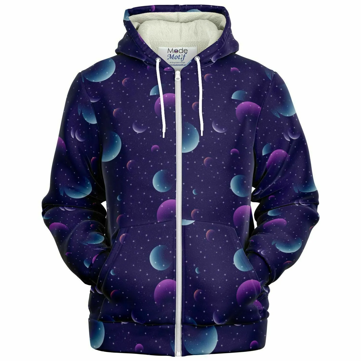 Purple Planets Microfleece Ziphoodie - AOP