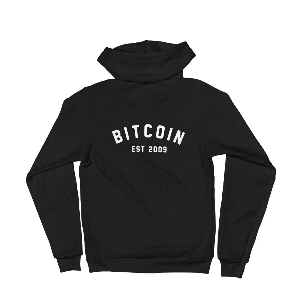 "BITCOIN CAMPUS" ZIPPER MENS HOODIE