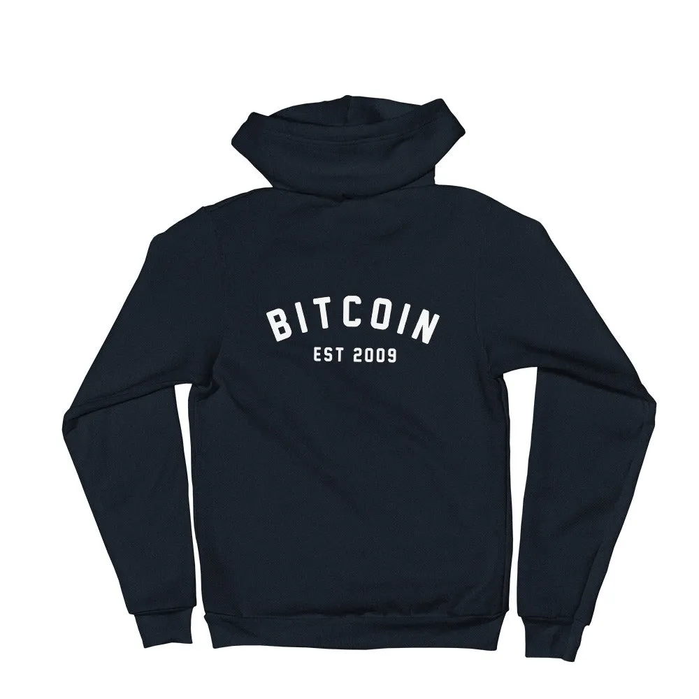 "BITCOIN CAMPUS" ZIPPER MENS HOODIE