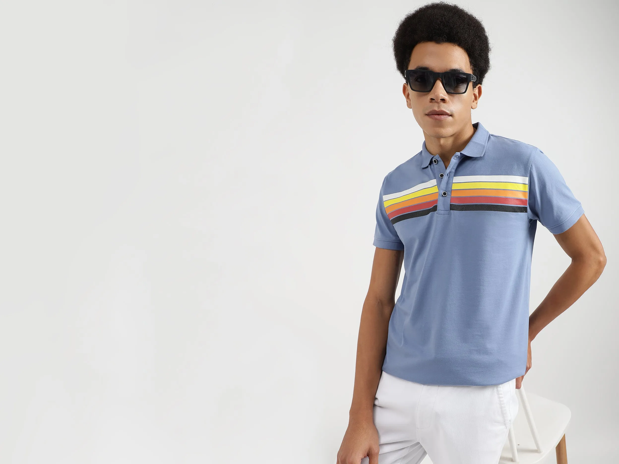 Regular Fit Polo Neck Printed T-Shirts