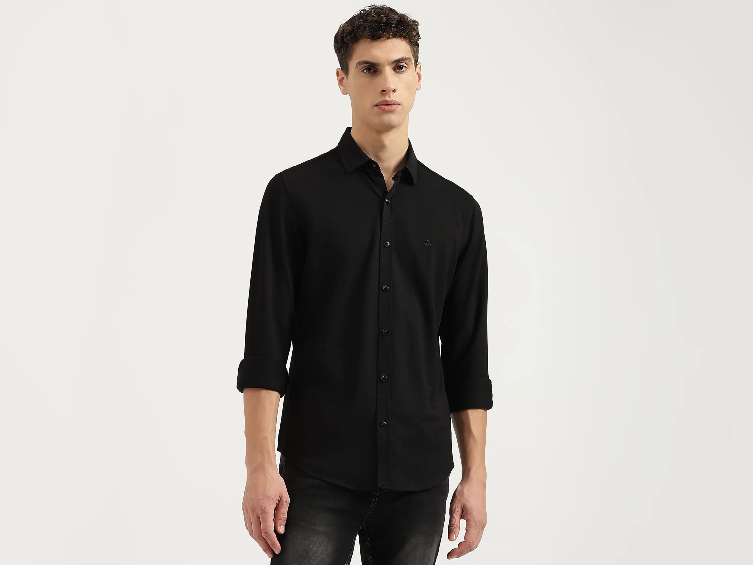 Regular Fit Spread Collar Solid Shirts