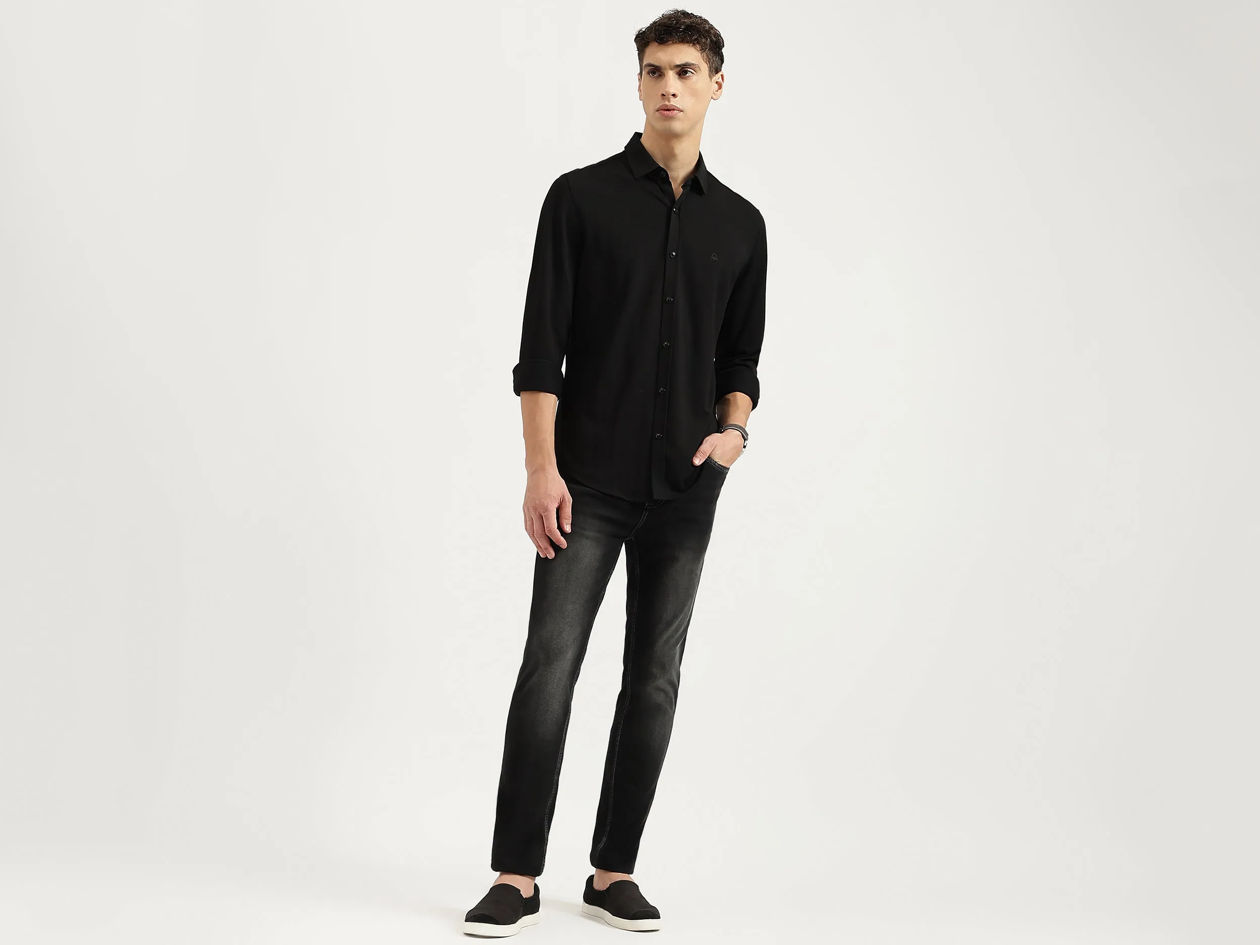Regular Fit Spread Collar Solid Shirts