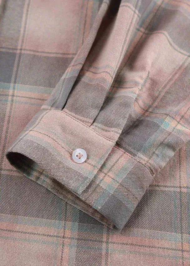 Relaxed Fit Plaid Long Sleeve Shirt – Casual Women's Coat