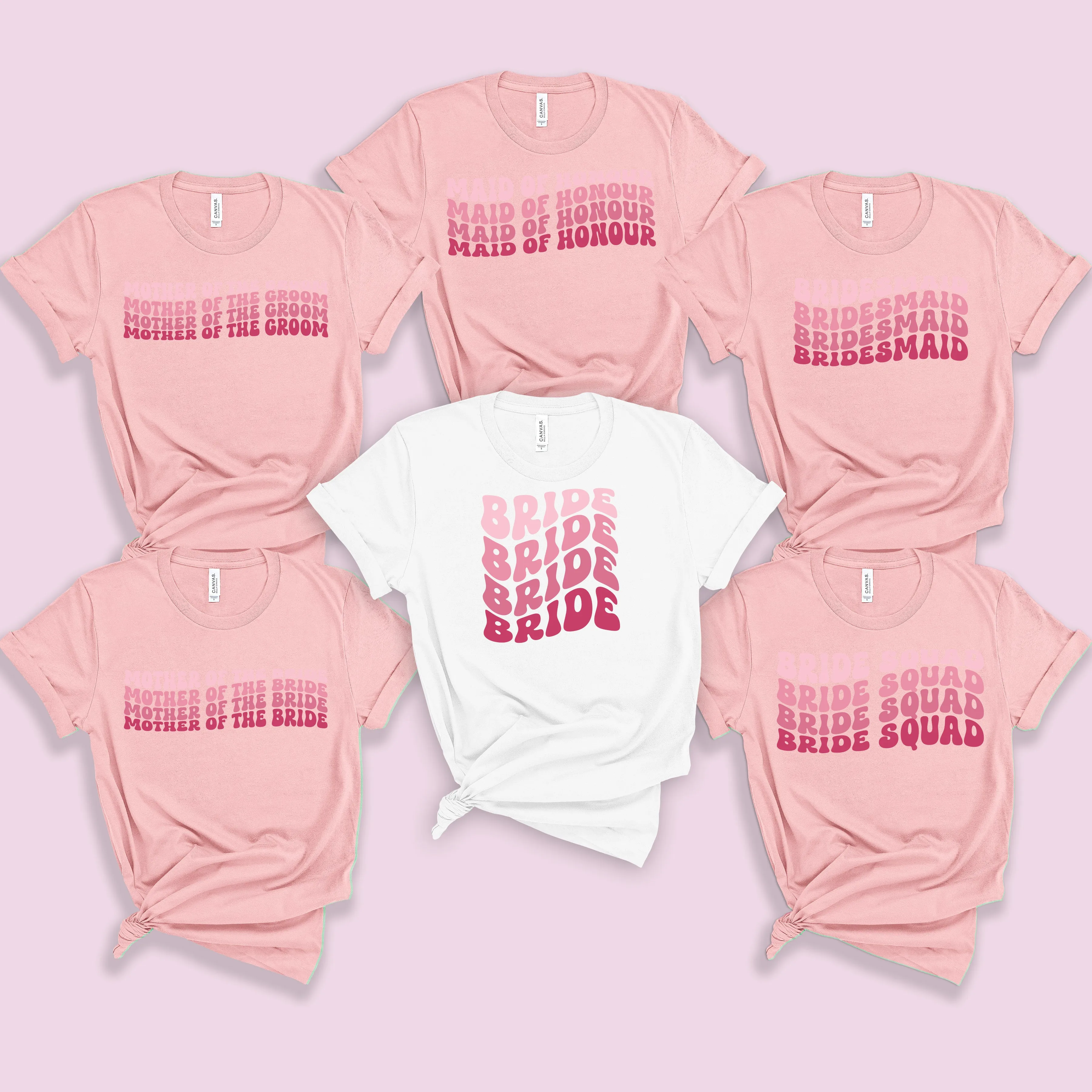 Retro Style Pink Team Bride Shirts
