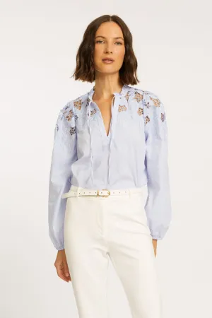 Riana Blue Micro Stripe Top by Caballero Collection