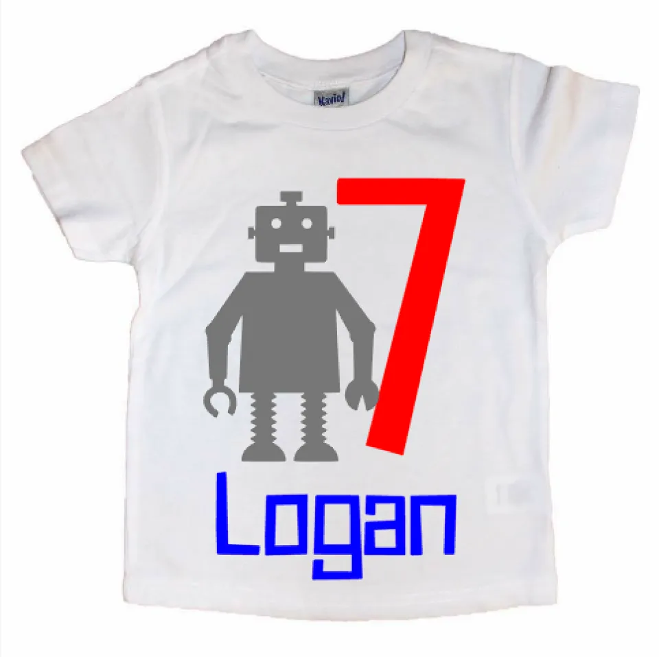 Robot Custom Age Birthday Kid's Tee