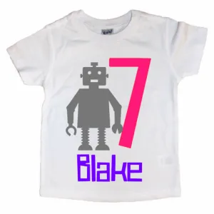 Robot Custom Age Birthday Kid's Tee