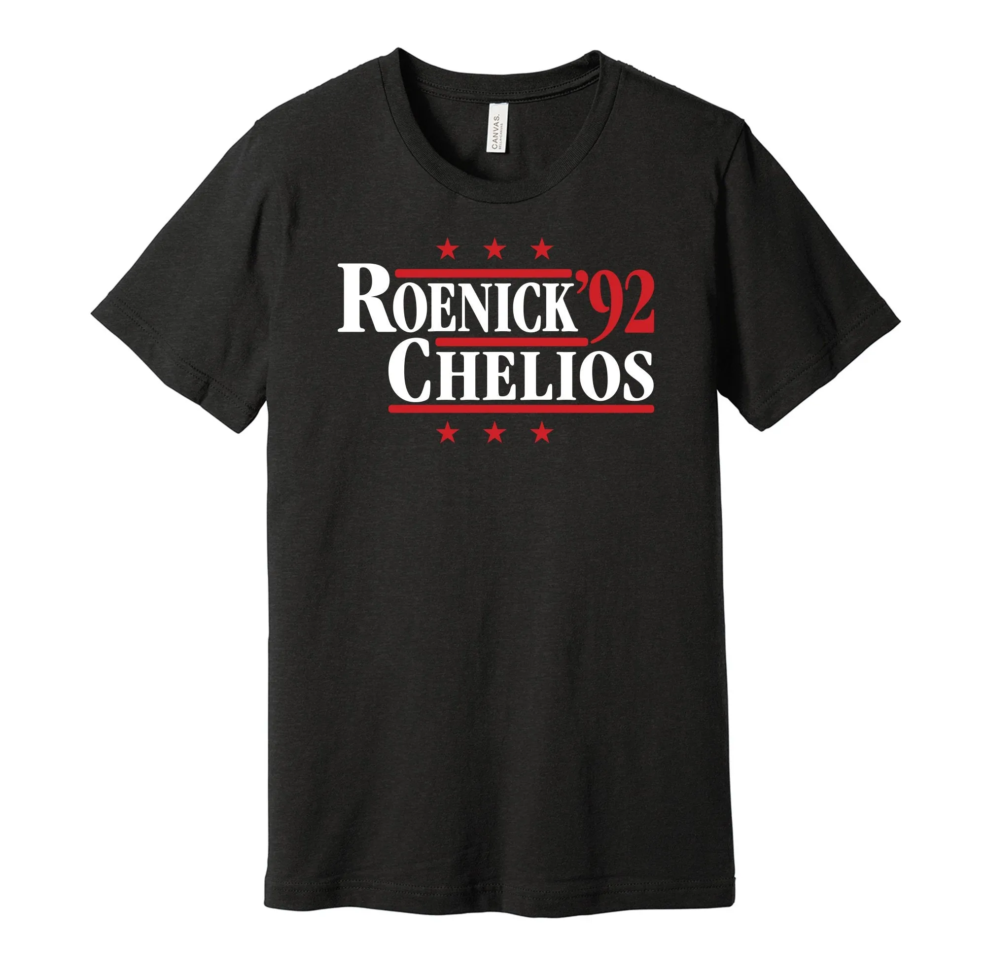 Roenick & Chelios '92 - Chicago Hockey Legends Political Campaign Parody T-Shirt - Hyper Than Hype Shirts