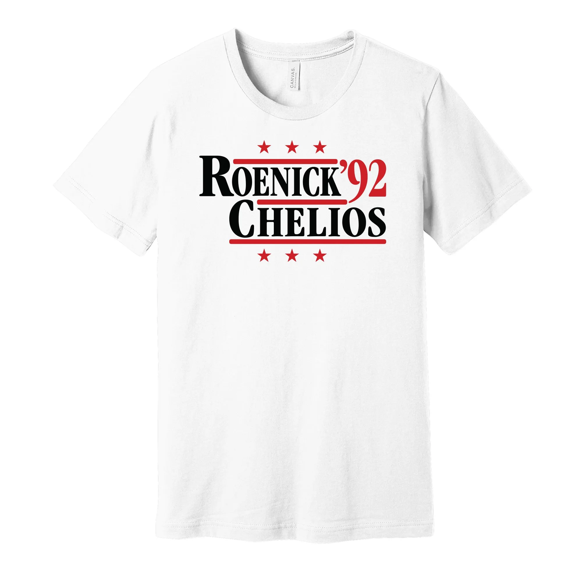 Roenick & Chelios '92 - Chicago Hockey Legends Political Campaign Parody T-Shirt - Hyper Than Hype Shirts