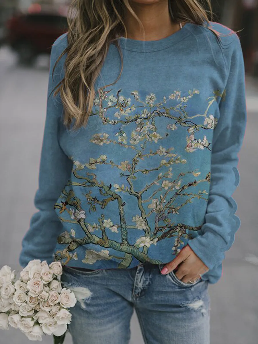 Round Neck Long Sleeve Printed Hoodies