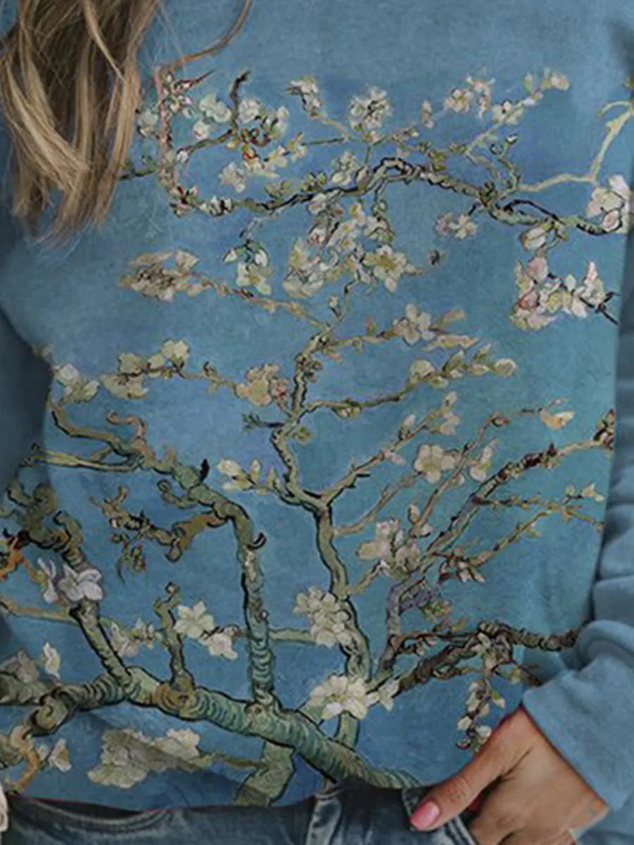 Round Neck Long Sleeve Printed Hoodies