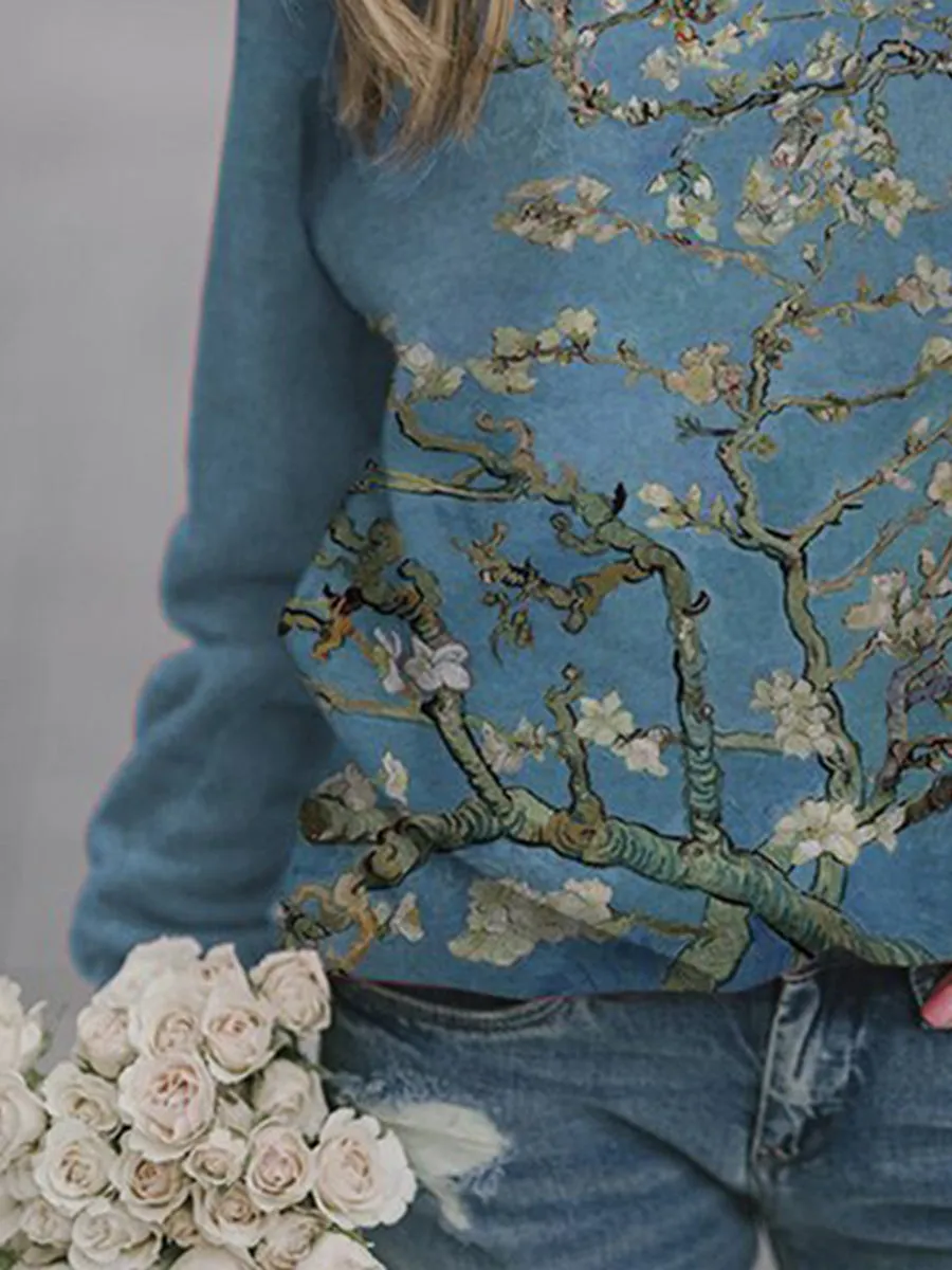 Round Neck Long Sleeve Printed Hoodies