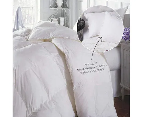 Royal Comfort Duck Feather & Down Quilt 500GSM   Duck Feather and Down Pillows 2 Pack