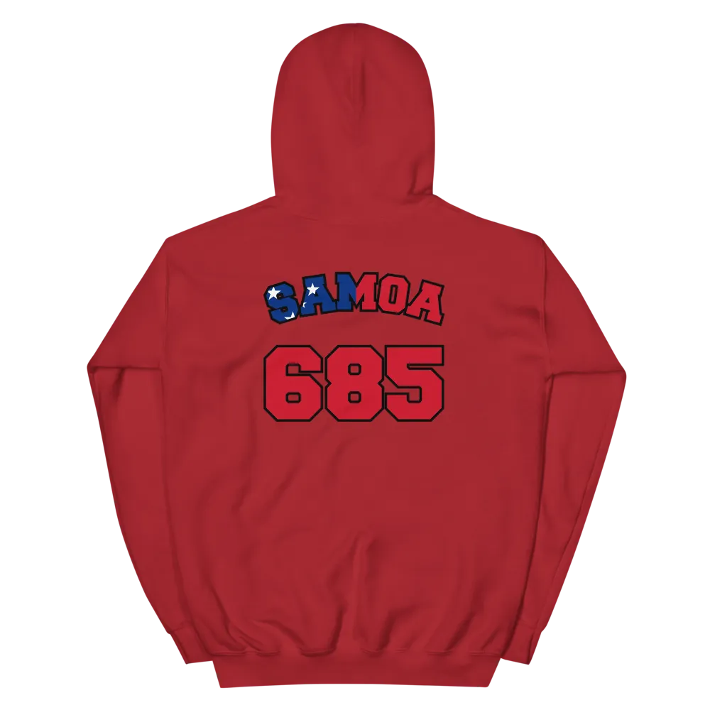 Samoa 685 - Flag with Black Border (front/back) *ADULT HOODIE*