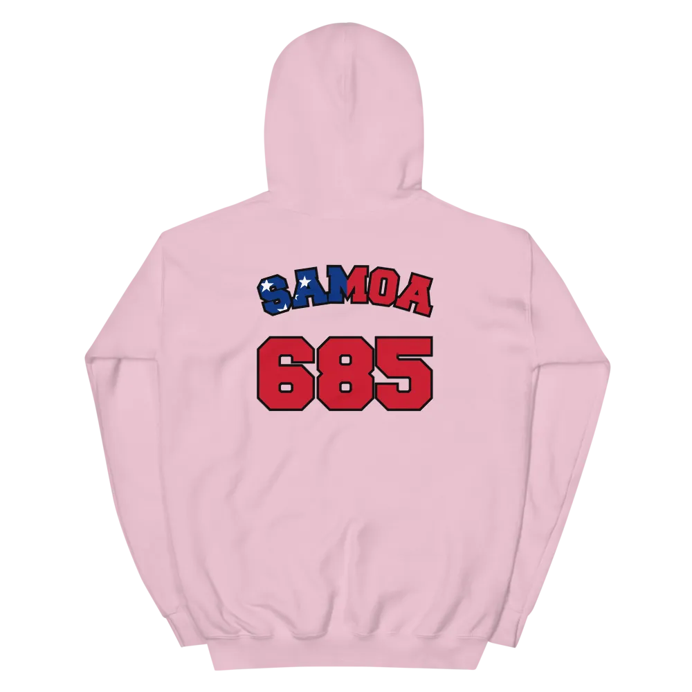 Samoa 685 - Flag with Black Border (front/back) *ADULT HOODIE*