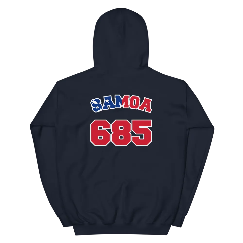 Samoa 685 - Flag with White Border (front/back)  *ADULT HOODIE*