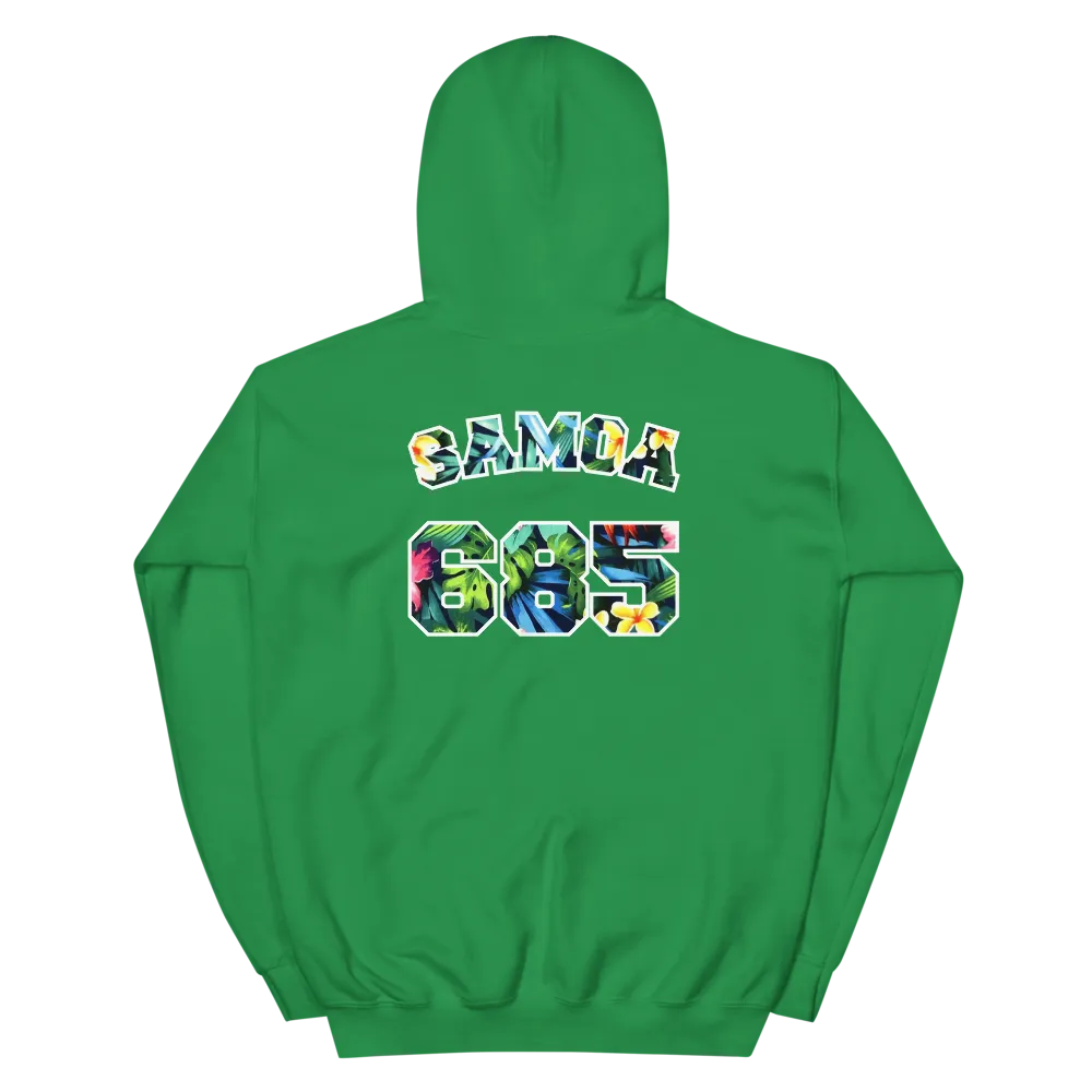 Samoa 685 - Floral Jersey with White Border (front/back) *ADULT HOODIE*
