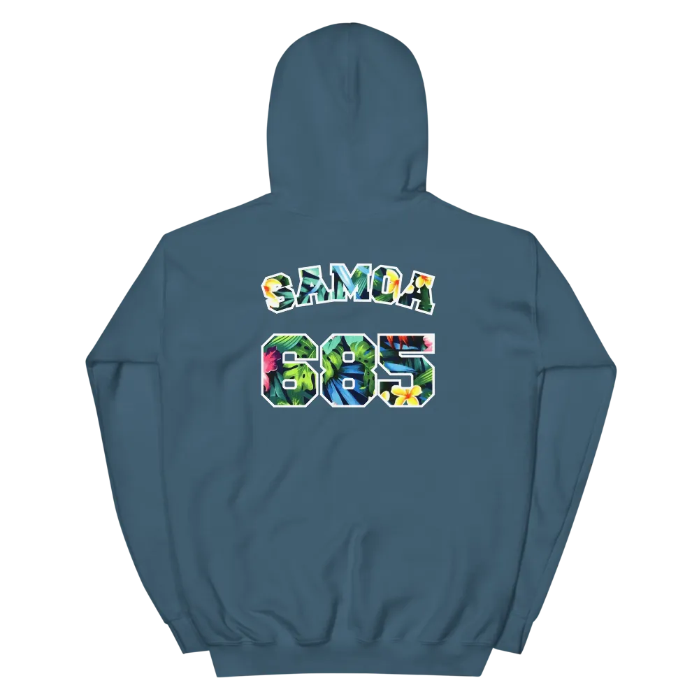 Samoa 685 - Floral Jersey with White Border (front/back) *ADULT HOODIE*