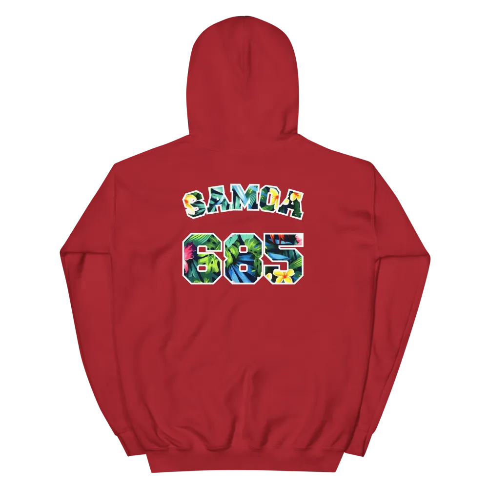 Samoa 685 - Floral Jersey with White Border (front/back) *ADULT HOODIE*