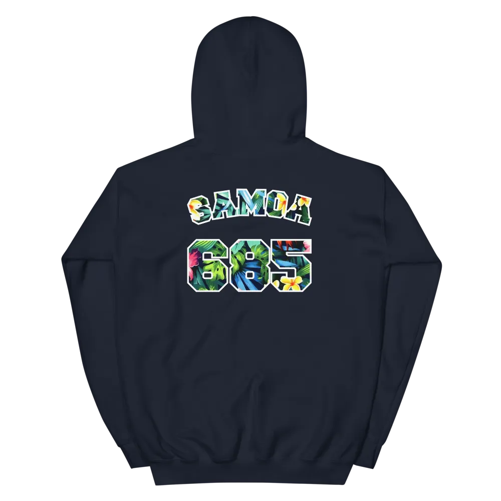 Samoa 685 - Floral Jersey with White Border (front/back) *ADULT HOODIE*