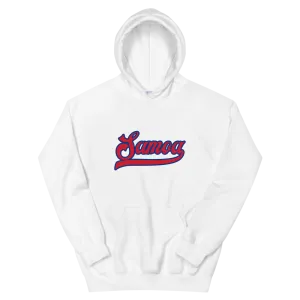 Samoa Script ~ Red with Blue Border *ADULT HOODIE*