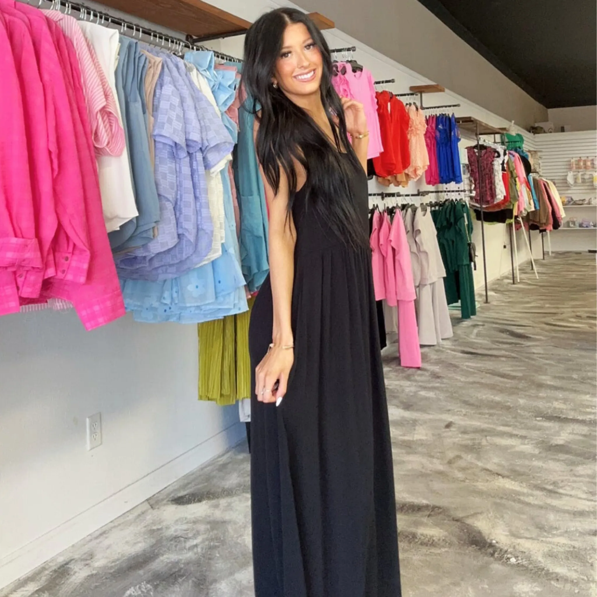 Saturday Strolling Black Maxi Dress