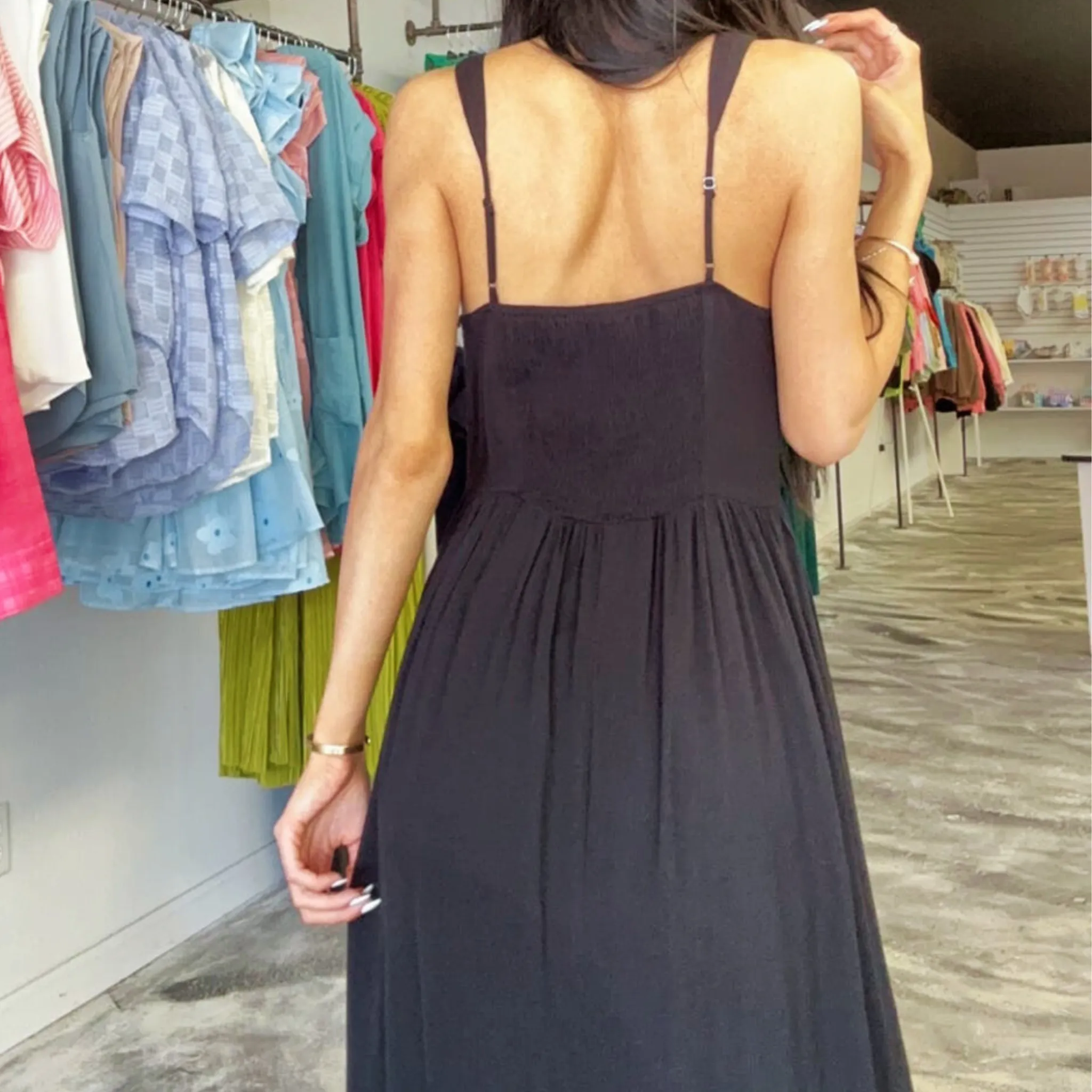 Saturday Strolling Black Maxi Dress