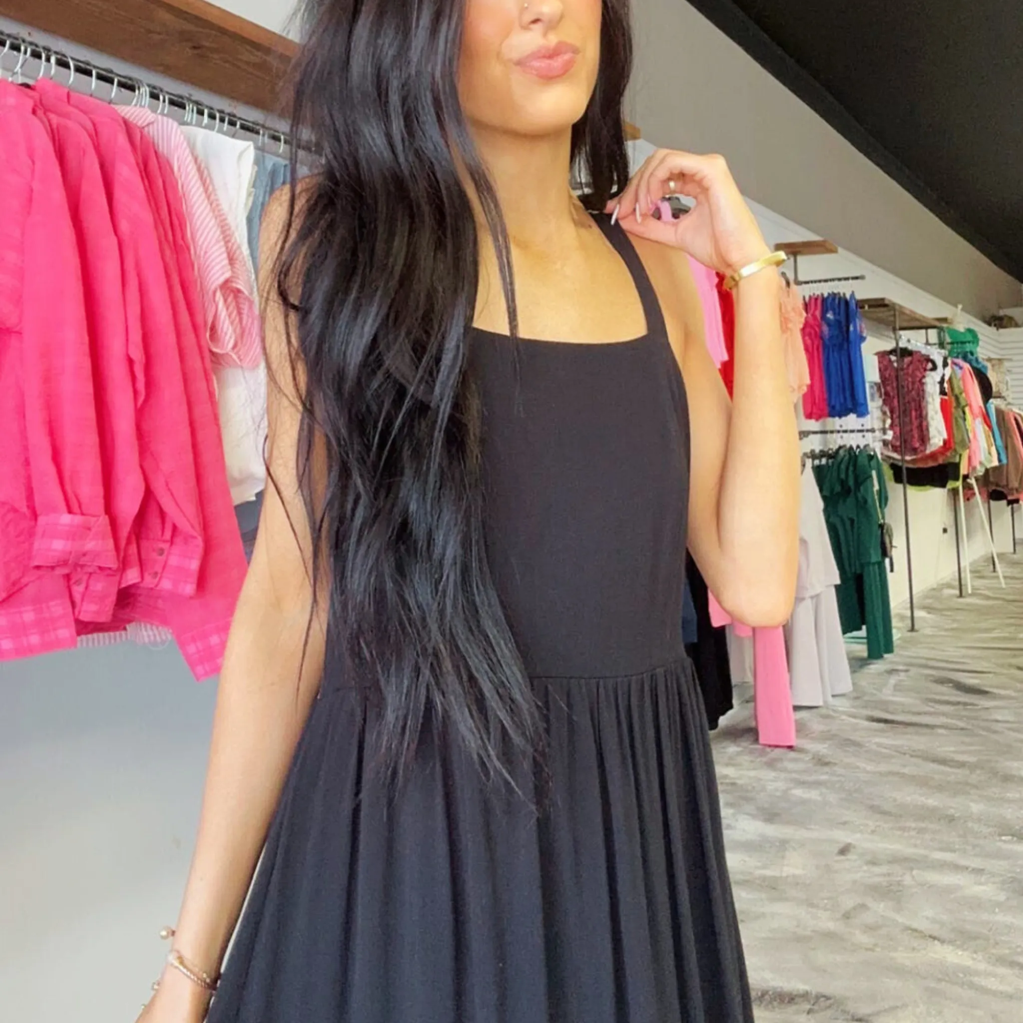 Saturday Strolling Black Maxi Dress