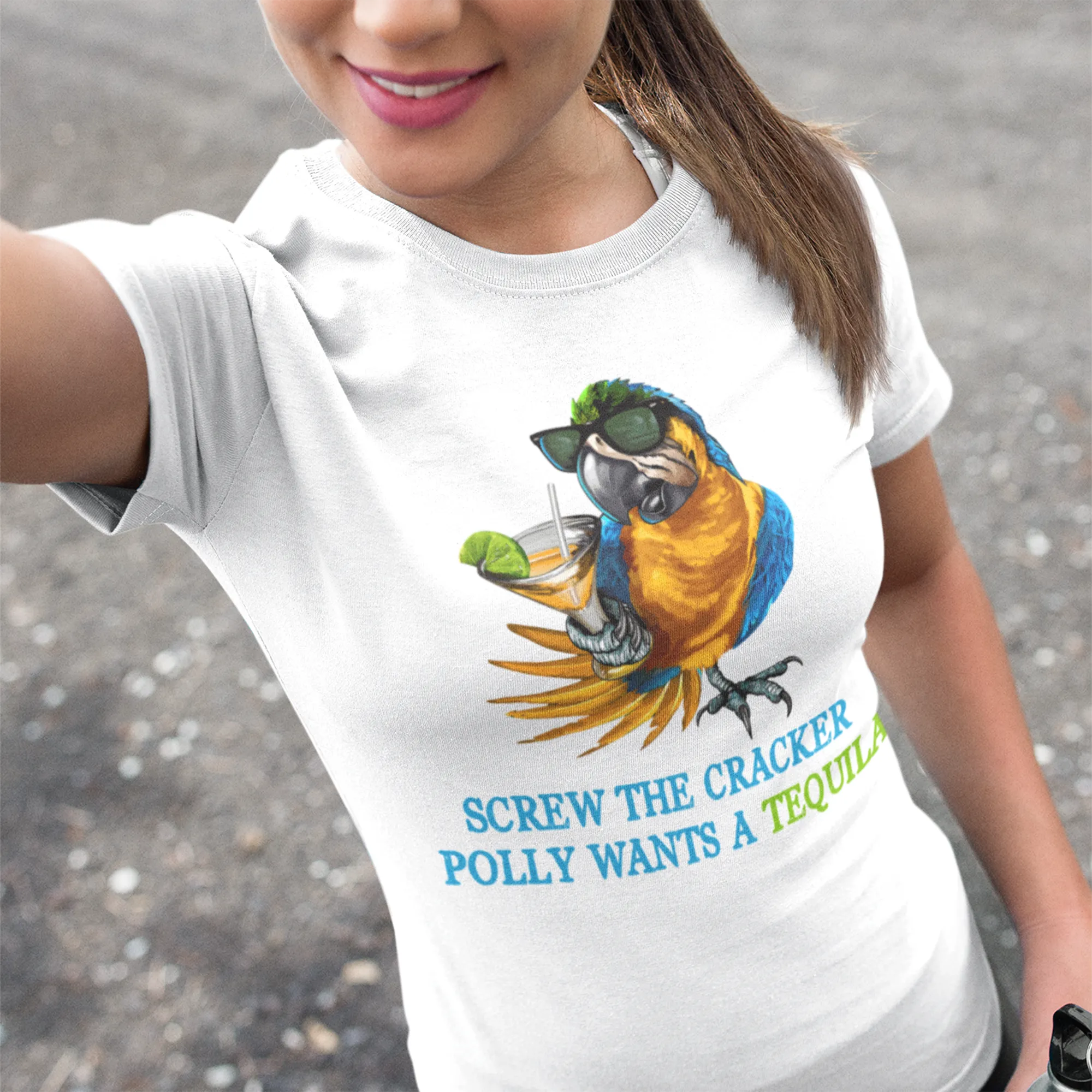 SCREW THE CRACKER POLLY WANTS A COCKTAIL - Unisex Party Drinking Tee