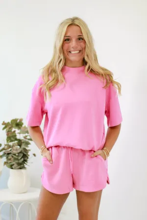 Scuba Short Sleeve Set in Candy Pink