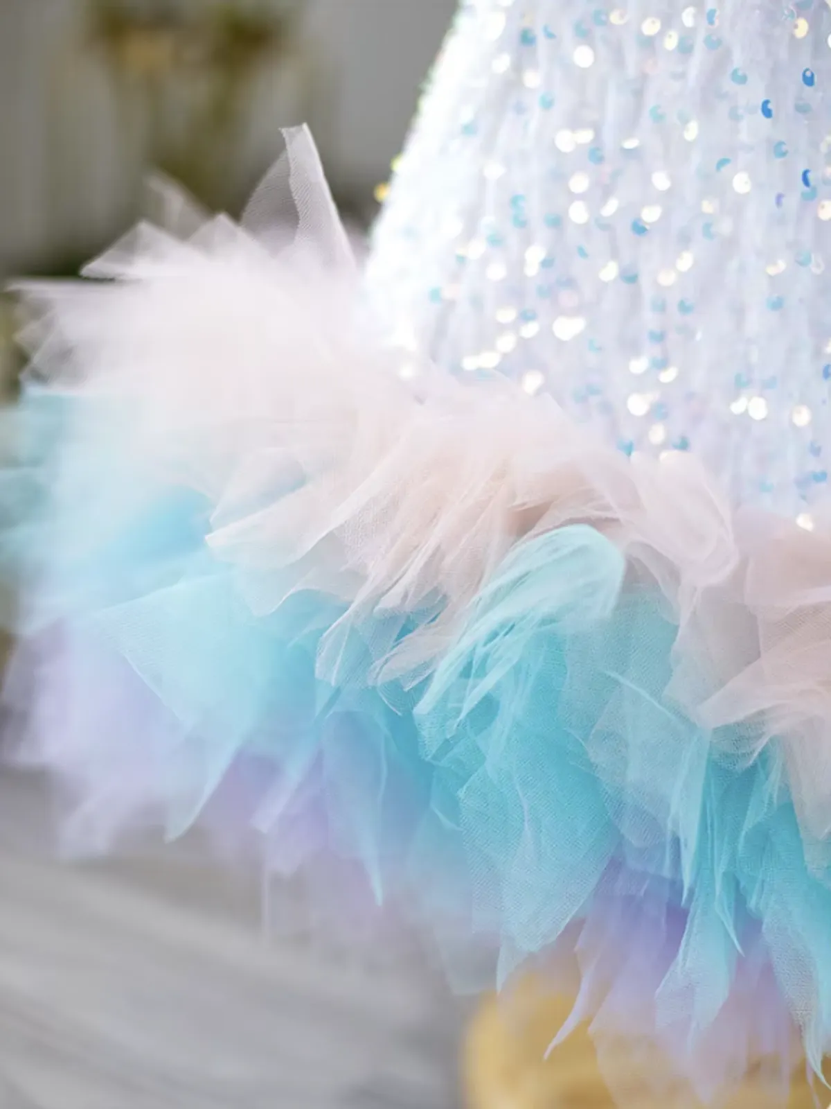 Sequin Feather Tulle Party Dress