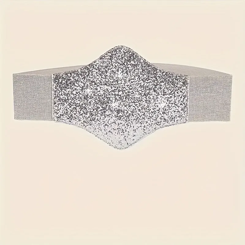 Sequined Wide Belt Elastic Waist Fashionable