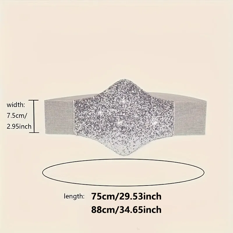 Sequined Wide Belt Elastic Waist Fashionable